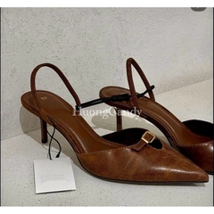 Guốc Za Khoá cài trước da Nâu FULLBOX(sẵn)-H471/3W055-9/T2.1A