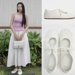 GIÀY thể thao da PU trắng buộc dây FULLBOX-H468/XW240806/T2.2B
