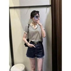 Áo len Z ngắn tay kẻ xuất chuẩn[Sẵn]-H517-T1.1