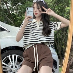 Áo len Z ngắn tay kẻ xuất chuẩn[Sẵn]-H517-T1.1