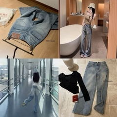 Quần Dài WGWE Jeans Ống Rộng Xanh Mài Bạc W7249#/H519