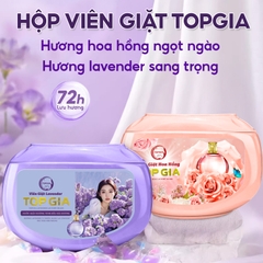 Viên giặt xả TopGia 3 trong 1 tiện lợi hương lavender, hoa hồng thơm dịu nhẹ