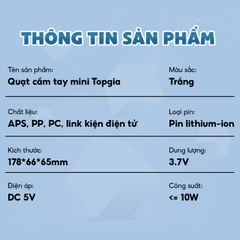 Quạt Cầm Tay Mini TopGia Siêu Mát - Sạc Nhanh - Chính Hãng - BH 6 Tháng