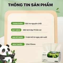 Giấy ăn rút gấu trúc Top Gia 280 tờ làm từ bột tre không chất tẩy trắng, an toàn