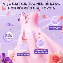 Viên giặt xả TopGia 3 trong 1 tiện lợi hương lavender, hoa hồng thơm dịu nhẹ
