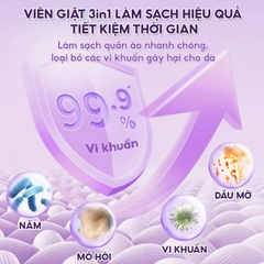 Viên giặt xả TopGia 3 trong 1 tiện lợi hương lavender, hoa hồng thơm dịu nhẹ