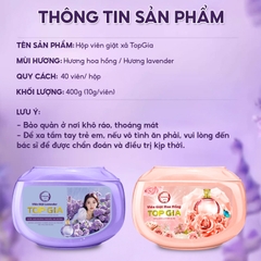 Viên giặt xả TopGia 3 trong 1 tiện lợi hương lavender, hoa hồng thơm dịu nhẹ