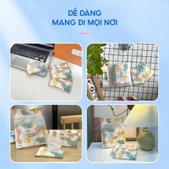 Khăn ướt mini TOPGIA túi 10 gói 8 tờ mềm mại, không mùi không parabens