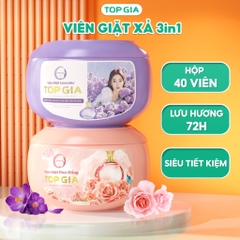Viên giặt xả TopGia 3 trong 1 tiện lợi hương lavender, hoa hồng thơm dịu nhẹ