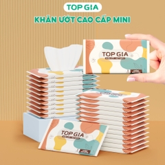 Khăn ướt mini TOPGIA túi 10 gói 8 tờ mềm mại, không mùi không parabens