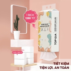 Giấy vệ sinh treo tường TopGia đa sắc 6 bịch, bột gỗ nguyên chất, 1280 tờ 4 lớp