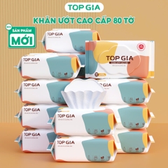 Khăn ướt Topgia 80 tờ 15x20cm mềm mại, không mùi không parabens