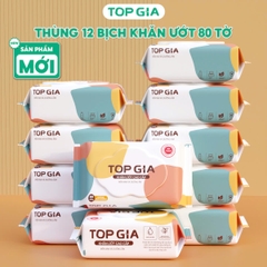 Khăn ướt Topgia 80 tờ 15x20cm mềm mại, không mùi không parabens