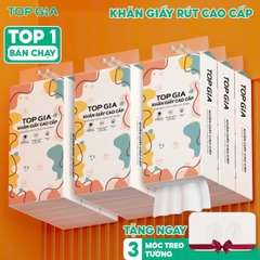 Giấy vệ sinh treo tường TopGia đa sắc 6 bịch, bột gỗ nguyên chất, 1280 tờ 4 lớp