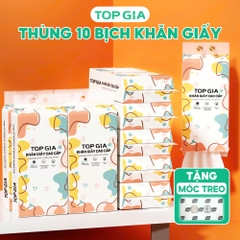 Giấy vệ sinh treo tường TopGia đa sắc 6 bịch, bột gỗ nguyên chất, 1280 tờ 4 lớp