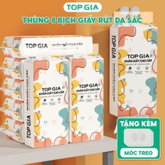 Giấy vệ sinh treo tường TopGia đa sắc 6 bịch, bột gỗ nguyên chất, 1280 tờ 4 lớp