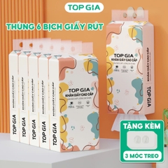 Giấy vệ sinh treo tường TopGia đa sắc 6 bịch, bột gỗ nguyên chất, 1280 tờ 4 lớp