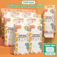 Giấy vệ sinh treo tường TopGia đa sắc 6 bịch, bột gỗ nguyên chất, 1280 tờ 4 lớp