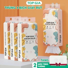 Giấy vệ sinh treo tường TopGia đa sắc 6 bịch, bột gỗ nguyên chất, 1280 tờ 4 lớp