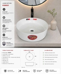KS-8855  Lavabo đặt bàn - sứ siêu mỏng Kassani