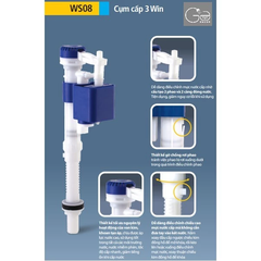 Bộ Xả Smart Round KR 3 Win 2 Nhấn VS1708 – Bộ Xả Két Rời Cao Cấp, Tiết Kiệm Nước Hiệu Quả