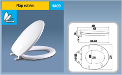 NẮP BÀN CẦU RƠI ÊM HA-09 – NHỰA PP CAO CẤP, BỀN ĐẸP – ÊM ÁI – DỄ VỆ SINH
