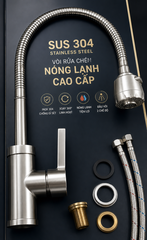 VÒI RỬA CHÉN NÓNG LẠNH INOX 304 CẦN MỀM – ĐẦU XOAY LINH HOẠT CAO CẤP