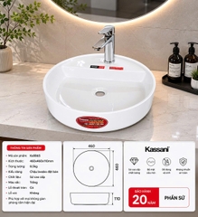 KS-8865 Lavabo đặt bàn - sứ siêu mỏng Kassani