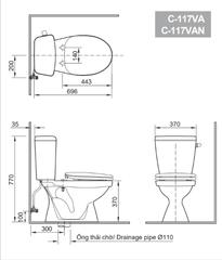🚽 Bồn Cầu 2 Khối INAX C-117VA – Tiết Kiệm Nước, Xả Mạnh, Vận Hành Êm Ái