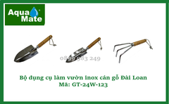GYGT-24W-123 Bộ Dụng Cụ Làm Vườn Inox Cán Gỗ 3 Chi Tiết Size Trung Tiện Lợi