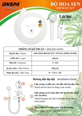Bộ sen phun sương lõi lọc cao cấp M2 dây PVC xoay 360° Onspa 1m5