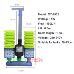 Lọc sủi vi sinh có MÁY BƠM bio bông ĐƠN , bông ĐÔI kèm vật liệu lọc XY-2901 , XY-2902