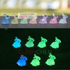 Mô Hình Thỏ Dạ Quang Trang Trí Tiểu Cảnh Hồ Cá Thủy Sinh Terarium