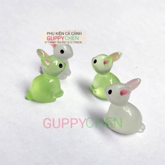 Mô Hình Thỏ Dạ Quang Trang Trí Tiểu Cảnh Hồ Cá Thủy Sinh Terarium