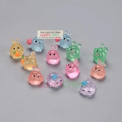 Mô Hình Thỏ Dạ Quang Trang Trí Tiểu Cảnh Hồ Cá Thủy Sinh Terarium