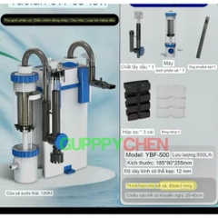 Lọc treo Sunsun YBF-500 thế hệ mới - Lọc có tách phân, lọc váng, lắng cặn xả đáy dùng cho hồ cá
