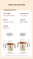 Bình sữa nắp lật PPSU TopgiaKids 240ml/300ml