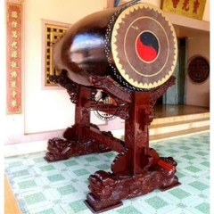 Trống Bát Nhã gỗ mít, gỗ lim 80cm cao 1m6 – Da trâu âm chuẩn
