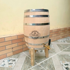 Thùng gỗ sồi 50L dáng đứng nguyên mộc