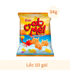 Lốc 10 gói snack cua lắc phô mai Oishi 34g