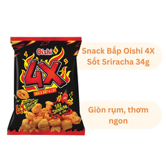 Lốc 10 gói snack bắp Oishi 4X sốt Sriracha vị cay 34g