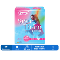 Băng vệ sinh Diana cool fresh mát lạnh siêu mỏng cánh - 8/20 miếng