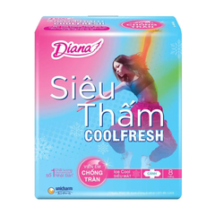 Băng vệ sinh Diana cool fresh mát lạnh siêu mỏng cánh - 8/20 miếng