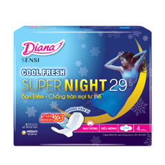 Băng vệ sinh Diana Sensi Cool Fresh Night 29cm/35cm gói 3 - 4 miếng