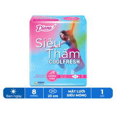 Băng vệ sinh Diana siêu thấm Cool Fresh siêu mỏng cánh 8 miếng