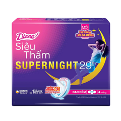 Băng vệ sinh Diana Super Night ban đêm 29cm gói 4 - 12 miếng