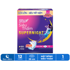 Băng vệ sinh Diana Super Night ban đêm 29cm gói 4 - 12 miếng