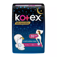 Băng vệ sinh Kotex ban đêm mặt bông siêu mỏng cánh 35cm - 3/8 miếng