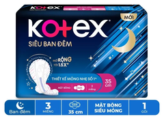 Băng vệ sinh Kotex ban đêm mặt bông siêu mỏng cánh 35cm - 3/8 miếng