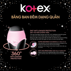 Băng vệ sinh kotex đêm dạng quần size M-L 2 Miếng